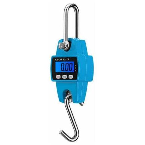 SHINING HOUSE Báscula electrónica para grúa de 300 kg/50 g, báscula colgante digital, minibáscula de elevación, báscula electrónica industrial con gancho para equipaje, piscicultura, caza, azul