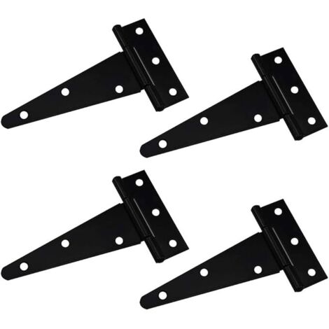 SHINING HOUSE Bisagra en forma de T Bisagra triangular resistente Bisagra en forma de T Triángulo galvanizado de 4 pulgadas Negro Se puede usar para colgar puertas de gabinetes Puerta de jardín Caja d