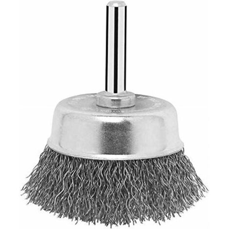 SHINING HOUSE Bohrbürste aus Stahl, 75 mm, Bohrbürste, Messing, rostfrei, Polierscheibe, 6 mm Schaft