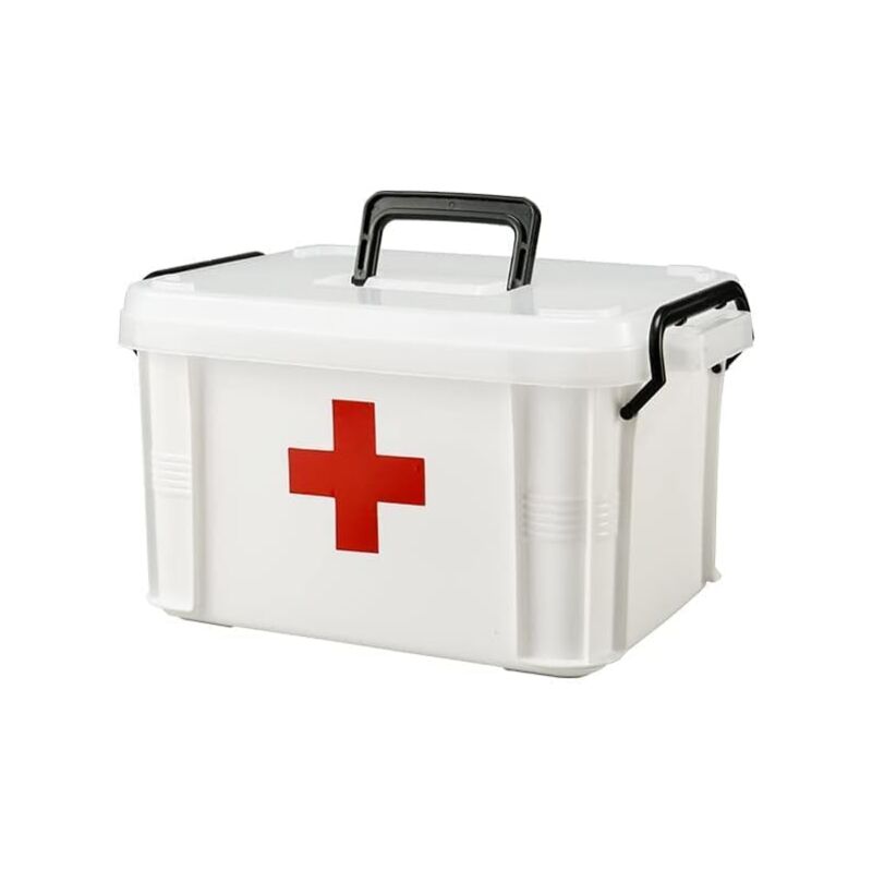 Shining House - Boîte à médicaments multifonctionnelle à domicile pour stocker des fournitures médicales à domicile, plastique double couche, 9,25 x