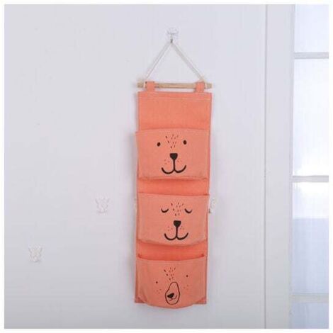 SHINING HOUSE Bolsa colgante, organizador de tres bolsillos, almacenamiento para dormitorio (naranja)