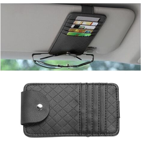 SHINING HOUSE Bolsa de almacenamiento multifuncional para coche para gafas de sol, tarjetas bancarias, papeles, pluma estilográfica, organizador de visera solar para coche, organizador de visera solar