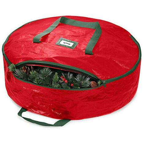 SHINING HOUSE Bolsa de almacenamiento para guirnaldas navideñas, impermeable y a prueba de insectos, bolsa organizadora de 30 x 7,5 pulgadas, color rojo