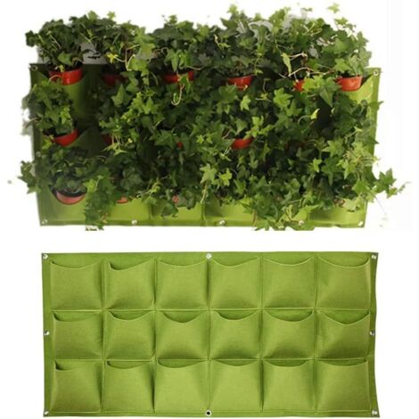 SHINING HOUSE Bolsa para plantas de pared Bolsas de cultivo de pared 18 bolsas de plantación colgantes horizontales Bolsillos para macetas para decoración del hogar y jardín