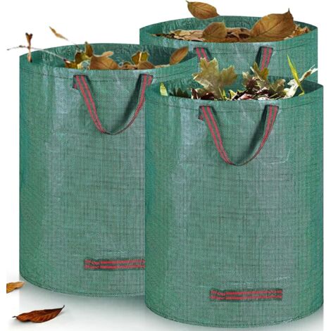 SHINING HOUSE Bolsas para residuos de jardín, bolsas para residuos verdes, 3 bolsas de jardín autoportantes de 272 l, bolsa grande con asas, impermeable, plegable y reutilizable, bolsas para residuos 