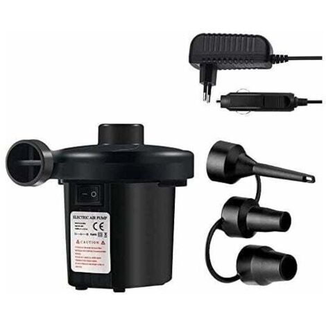 SHINING HOUSE Bomba de aire eléctrica en 1, máquina de desinflado e inflado eléctrico con 3 boquillas para colchón de aire de piscina y barco