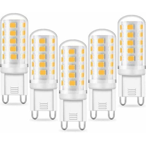 SHINING HOUSE Bombilla LED G9 de 5 W, equivalente a 40 W, luz blanca fría de 6000 K, 220-240 V, ángulo de haz de 360°, no regulable, paquete de 5
