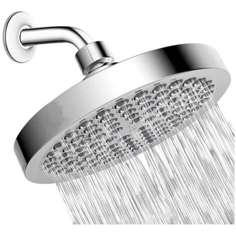 SHINING HOUSE Cabezal de ducha de 15 cm - Cabezal de ducha redondo de alta presión de acero inoxidable 304 para una ducha cómoda con baja presión de agua - Montaje en pared o techo (cromado)