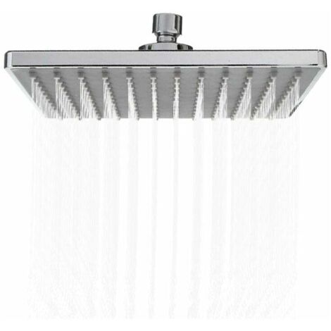 SHINING HOUSE Cabezal de ducha tipo lluvia cuadrado de 8", ajustable, G1/2, cromo pulido