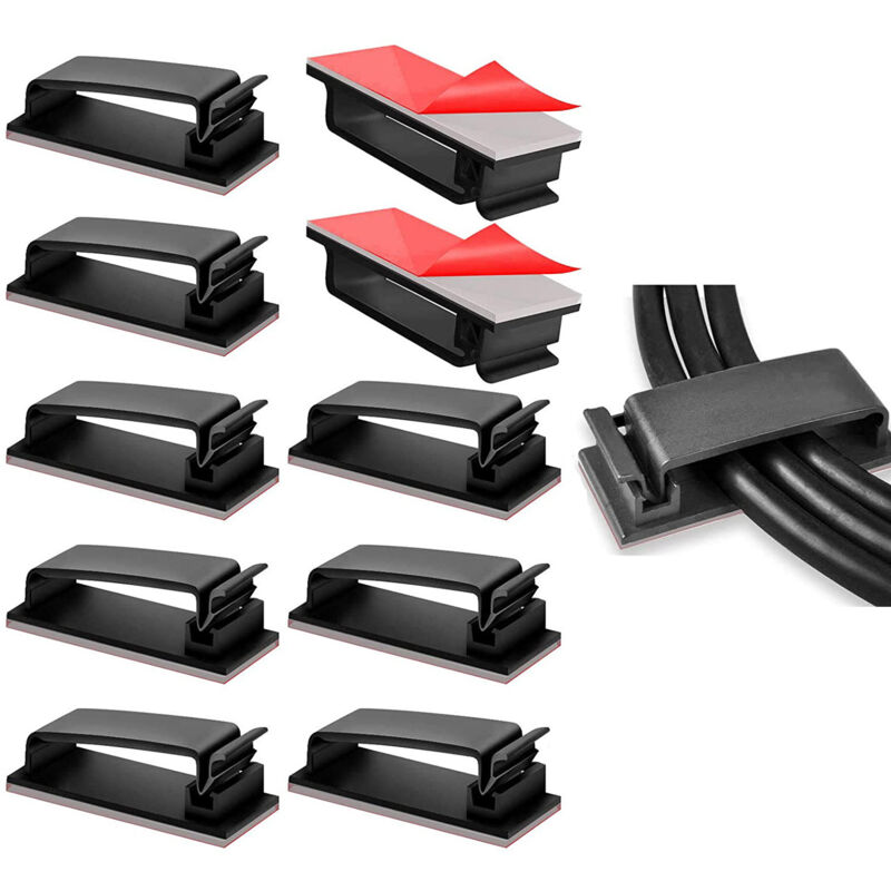 SHINING HOUSE Câble Management, 50PCS Clips de Câble Adhésifs pour Organiseur de Fils Electriques pour Câbles Ethernet et Système de Gestion de