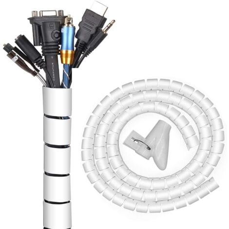 SHINING HOUSE Cable Management System, 22mm3M Spiral Cable Cover Cable Ties, DIY Flexible Cable Protector for Home Office PC TV Wire Organizer(∅0.87")