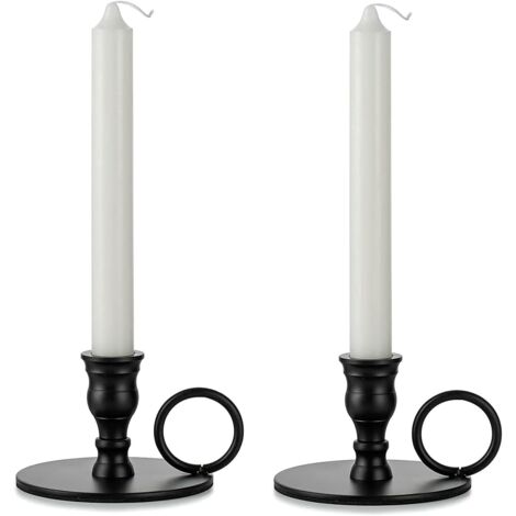 SHINING HOUSE Candelabro de metal negro - Juego de 2 candelabros cónicos decorativos para chimenea, centro de mesa de Adviento, Halloween y decoración del hogar