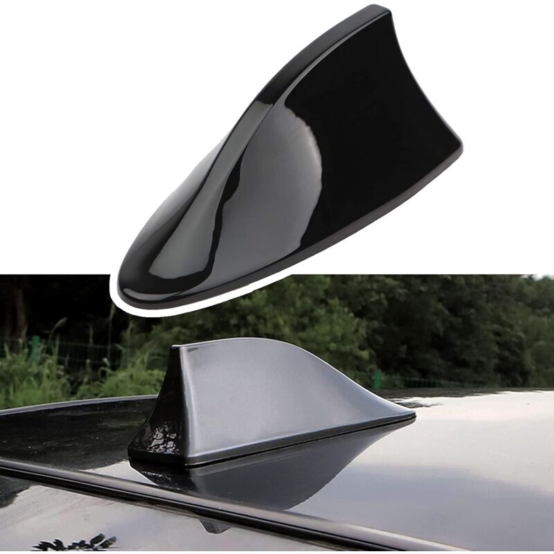 Shining House - Car Shark Fin, Shark Antenna Waterproof Roof Radio Antenna Universal for Car fm Radio Antenna with Waterproof Adhesive Base (Black)