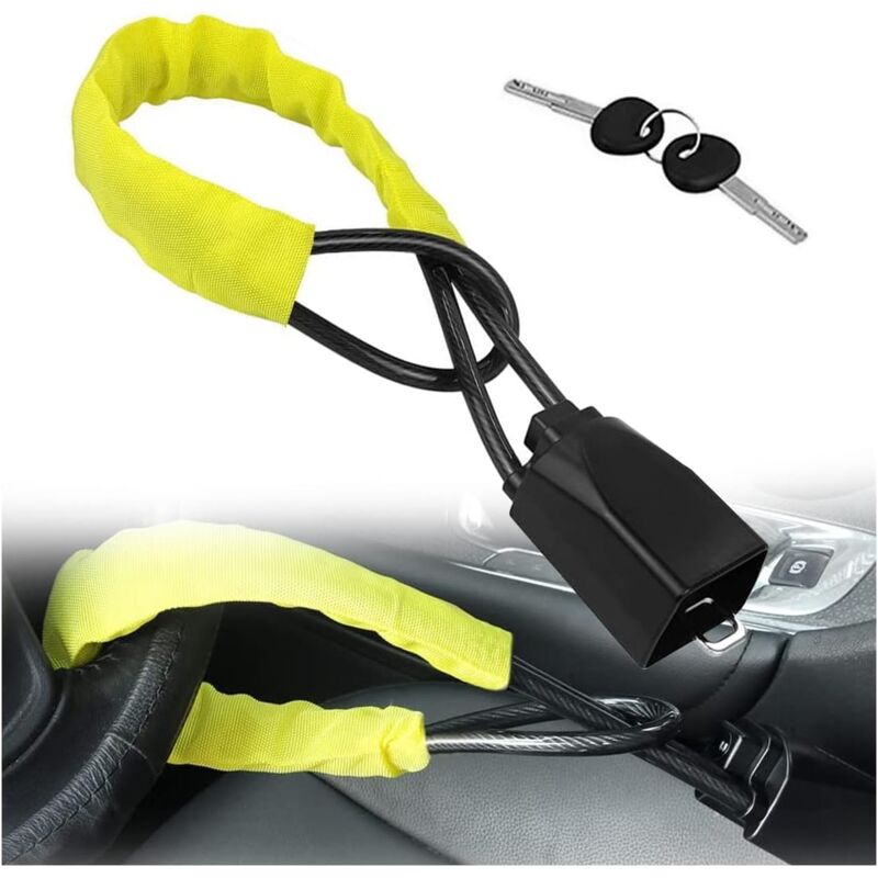 Shining House - Ceinture de Verrouillage du Volant, Ajustement Antivol De Voitures, Antivol de Volant Voiture pour la Sécurité Voiture, Dispositif de