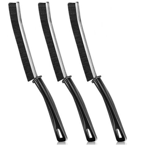 SHINING HOUSE Cepillo de limpieza multifuncional, cepillo para grietas, cepillo de mano para ranuras, herramienta de limpieza multisuperficie para duchas, bañeras, cocinas, hogar (negro, 3 piezas)