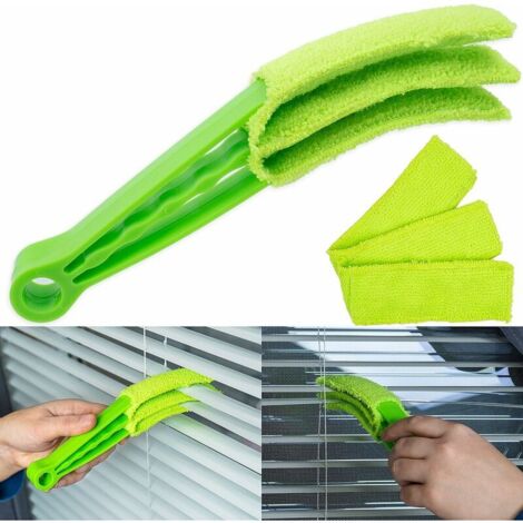 SHINING HOUSE Cepillo de limpieza para persianas, estores y lamas, cepillo doméstico compacto, cepillo de limpieza para persianas, cepillo de limpieza para lamas, cepillo para polvo verde