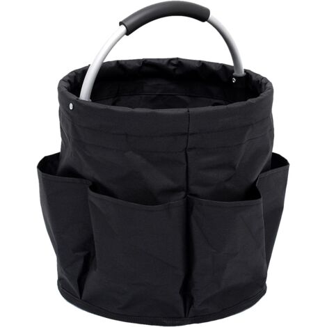 SHINING HOUSE Cesta de tela Oxford - Bolsas de jardinería impermeables - Cestas de almacenamiento redondas para guardar herramientas de jardinería, eléctricas y otras herramientas de mantenimiento