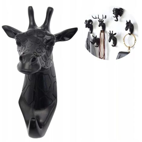 SHINING HOUSE Coat Rack & Coat Hanger Towel Rack Wall Hook Animal Coat Rack Black Giraffe Key（