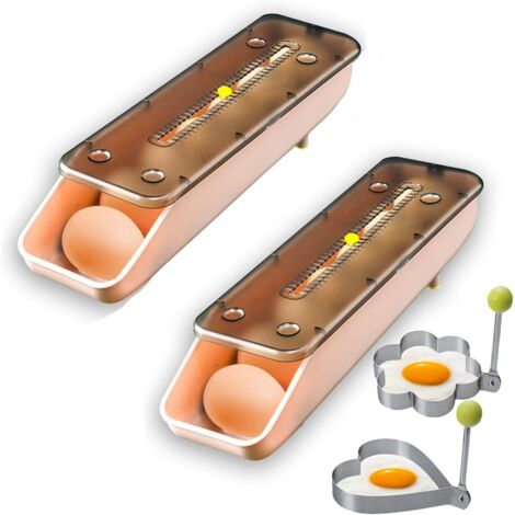 SHINING HOUSE Contenedor de huevos para refrigerador, contenedor de almacenamiento automático de huevos con ruedas para refrigerador de huevos de gran capacidad, caja de almacenamiento de huevos (rosa