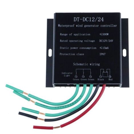 SHINING HOUSE Controlador de turbina eólica de 12 V para generador de viento - Regulador de carga de generador de viento a prueba de agua 12 V/24 V 500 W
