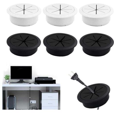 SHINING HOUSE Copricavo da scrivania 6 pezzi Copricavo da scrivania Copricavo da parete TV da 60 mm Copricavo da parete rotondo Copricavo da scrivania Copricavo in gomma per scrivania, scrivania per c