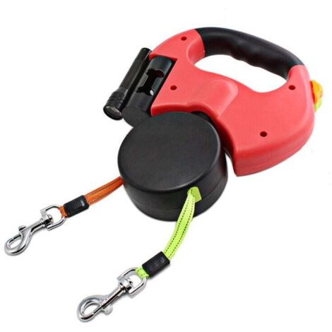 SHINING HOUSE Correa doble retráctil para perros con dos cuerdas de 10 pies, correa doble antienredos de 360° para pasear dos perros de hasta 50 libras (roja)
