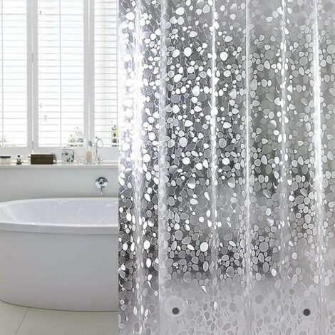 SHINING HOUSE Cortina de ducha antimoho 180x200 cm, cortina de ducha impermeable y translúcida para bañera y baño