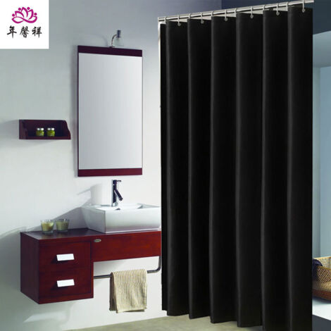 SHINING HOUSE Cortina de ducha impermeable para baño, color negro, 180 x 200 cm