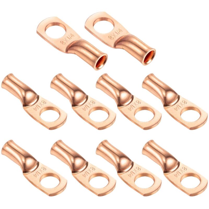Shining House - Cosse à Sertir Câble Batterie Extrémités 0,41 Pouce 8 awg Tubulaire Anneau Bornes Fermé Extrémité Connecteurs Cuivre Oeillet 10Pcs