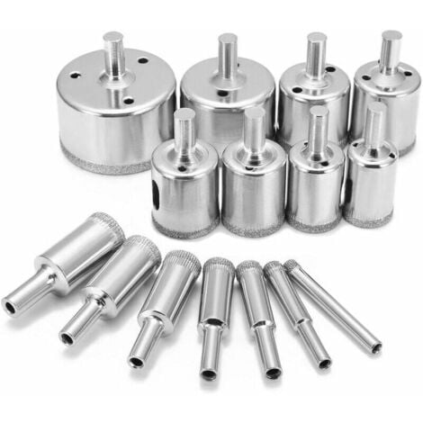 SHINING HOUSE Delicate Material Drill Bit for Drill 15PCS Diamond Drill Bits Hole Saws Hole Saws Diamond Hole Saws for Glass, Ceramic, Porcelain, Marble, Tile and Granite 6-50mm