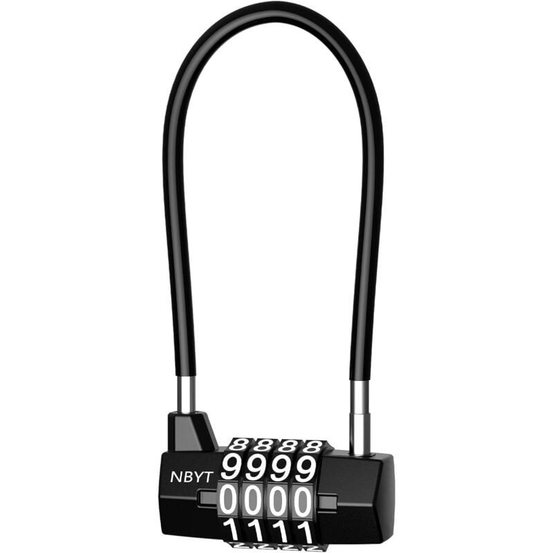 Digit Combination Padlock, Combination Padlock with Extended Steel Cable, Long Shackle Padlock - Shining House