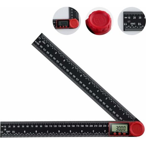 SHINING HOUSE Digitaler Winkelmesser, digitales Winkellineal, 360° digitales Goniometer mit großem LCD-Display, Lineal, Messwerkzeug (300 mm)