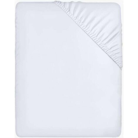 SHINING HOUSE Drap Housse - Blanc, 160 x 200 cm - Coupes de 35 cm pour Matelas épais - Polyester Microfibre brossée