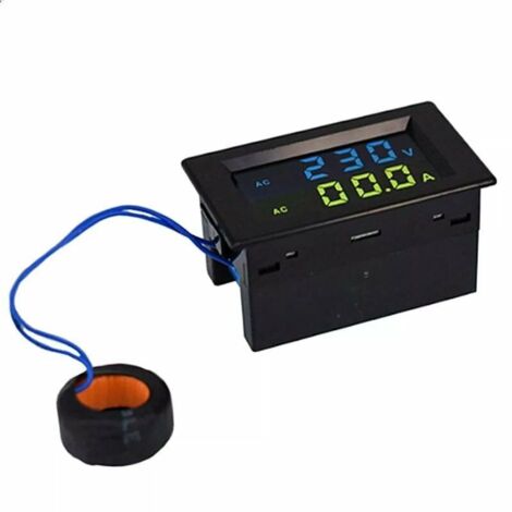 SHINING HOUSE Dual-Amperemeter-LCD-Voltmeter, Ac80-500V" D85-2042A, AC-Digitalvoltmeter kann Wechselspannung und Wechselstrom gleichzeitig anzeigen, schwarz7040mm