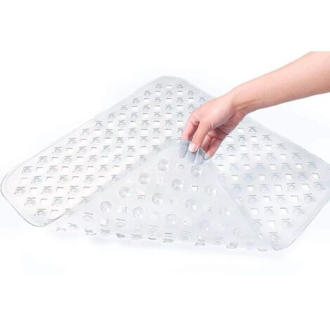 SHINING HOUSE Dusch-Badematte, 53 x 53 cm, rutschfeste Badewannenmatte, quadratische rutschfeste Duschmatte mit Saugnäpfen, Anti-Rutsch-Matte, maschinenwaschbar, transparent