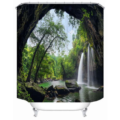 SHINING HOUSE Duschvorhangeinlage, Polyester 3D-Digitaldruck, 12 Haken, passend für verschiedene Stangen B 150 cm x H 180 cm