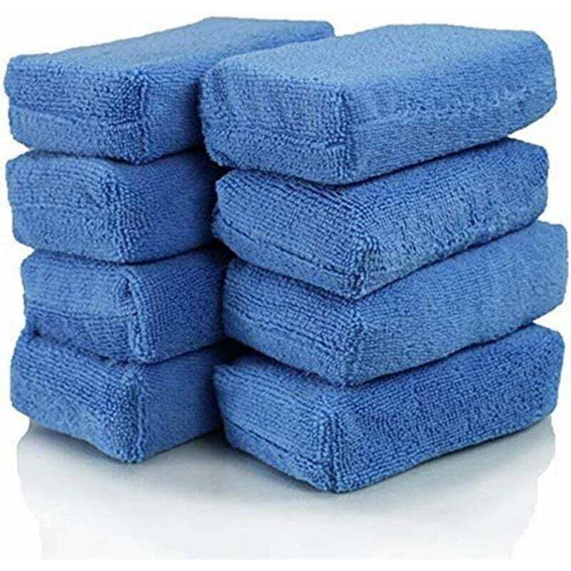 SHINING HOUSE Éponge à Cirer Chiffon de Nettoyage pour Voiture épilation à la Cire en Mousse éponge Applicateur 12X8X4cm 8Pcs Bleu