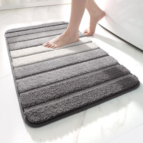 SHINING HOUSE Extra weicher, rutschfester Badvorleger, maschinenwaschbarer Badezimmerteppich, wasserabsorbierend, 40 x 60 cm, Grau