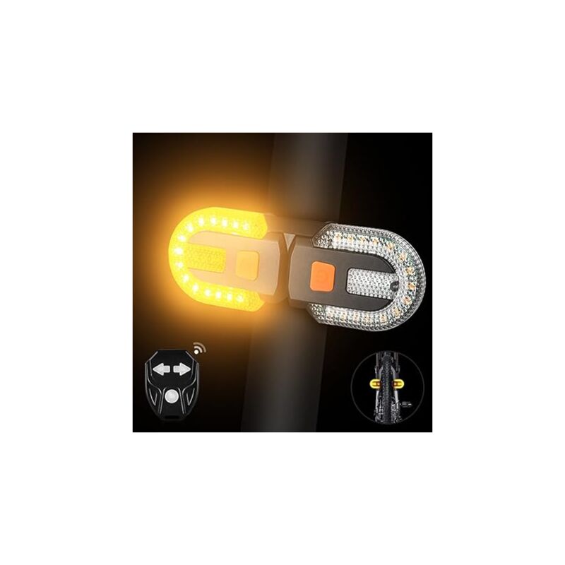 Shining House - Feu arrière de vélo avec clignotant – Télécommande sans fil divisée pour cyclisme, rechargeable, 5 modes d'avertissement de sécurité,