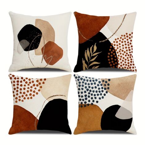 SHINING HOUSE Funda de cojín, juego de 4 fundas de cojín de lino, diseño bohemio moderno para sofá, funda de almohada para dormitorio, exterior, 45 x 45 cm
