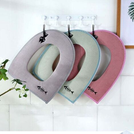 SHINING HOUSE Funda de inodoro, 3 piezas Funda de asiento de inodoro Cojín de asiento de inodoro Funda de asiento de inodoro lavable Cojín de asiento de inodoro (Rosa Verde Gris)——