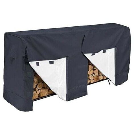 SHINING HOUSE Funda para rejilla de leña, 2,4 m, 210 D, resistente, impermeable, protección contra rayos UV, nieve y otros tipos de suciedad, 250 x 65 x 110 cm