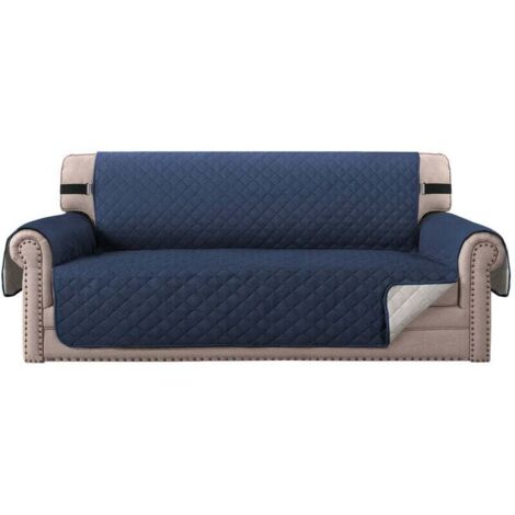 SHINING HOUSE Funda Protectora Sillón, Tamaño 4 Plazas / Relax. Funda Acolchada Reversible. Color Azul Marino