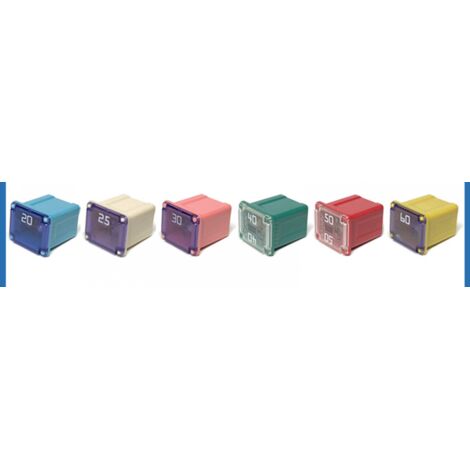 SHINING HOUSE Fusibles para coche en miniatura, 12 unidades, 20 A, 25 A, 30 A, 40 A, 50 A, 60 A, surtido de fusibles de perfil bajo y forma cuadrada, para furgonetas, coches y todoterrenos