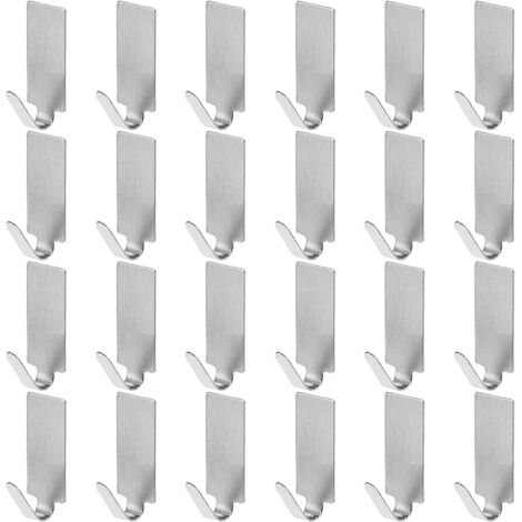 SHINING HOUSE Gancho adhesivo de acero inoxidable de 24 piezas, ganchos autoadhesivos, gancho adhesivo de pared, soporte para toallas de acero inoxidable, para cocina, baño, balcón,