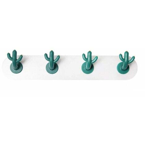SHINING HOUSE Gancho de cactus para el hogar, gancho sin costuras con dibujos animados para detrás de la puerta, gancho adhesivo para baño, gancho adhesivo sin perforaciones para inodoro (4 ganchos)