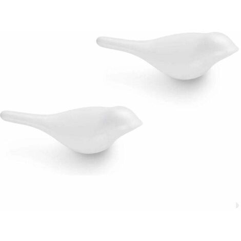 SHINING HOUSE Gancho para abrigos, gancho de pared con forma de pájaro para colgar abrigos, toallas, sombreros y bolsos, 2 piezas (blanco)