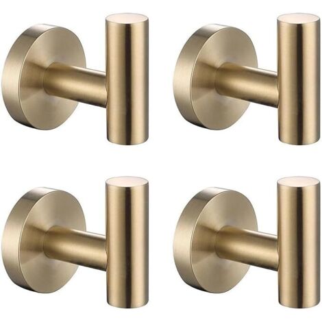 SHINING HOUSE Gancho para toallas de baño, gancho para bata de acero inoxidable SUS 304, gancho para bata de baño para puerta (4 dorados)