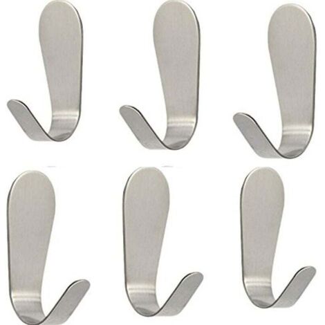 SHINING HOUSE Ganchos para baño autoadhesivos, ganchos de pared de acero inoxidable 304, 6 piezas