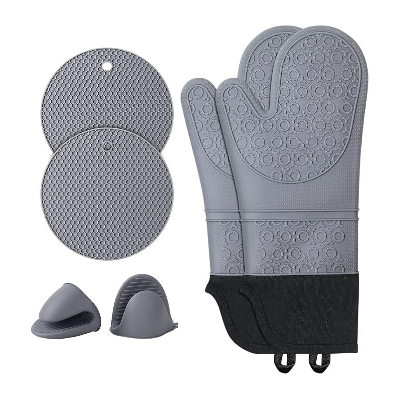 Gants de cuisine, maniques, gants de cuisine, silicone : résistants à la chaleur jusqu'à 230°C - 2 gants de cuisine - Shining House